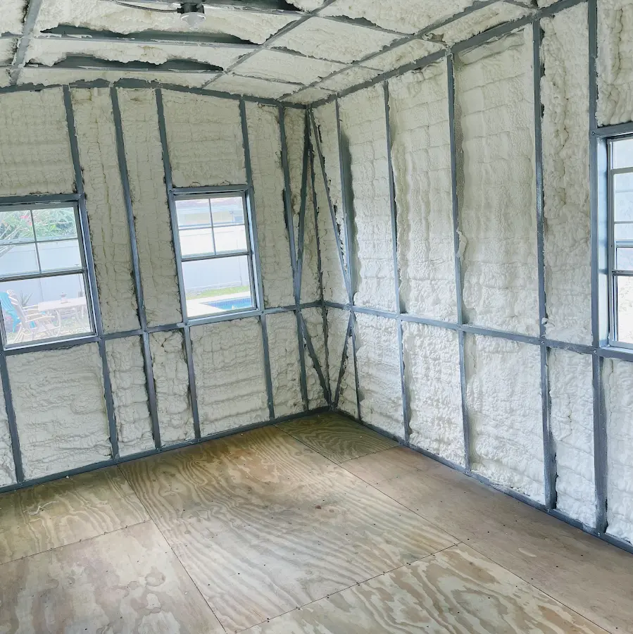 Closed-cell spray foam insulation applied to wall cavities in a residential project in Richmond Hill